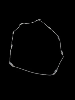 Collar Vintage Ann Taylor 34" Largo Plata Cristal Barriles Baguette Estrás Foto 1 de 3