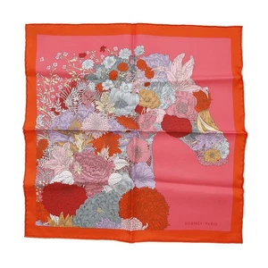 HERMES Carre Robe Legere Size 45 Silk100% Vermillon/Rose/Gris - Picture 1 of 6