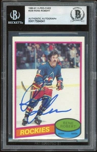 Rene Robert signierte 1980-81 O-Pee-Chee Karte #239 OPC Rockies BAS Autogramm mit Platte - Bild 1 von 2