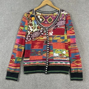Aldo Martins Wool Blend Colorful Button Cardigan Sweater Jacket Womens Size 8 - Bild 1 von 9
