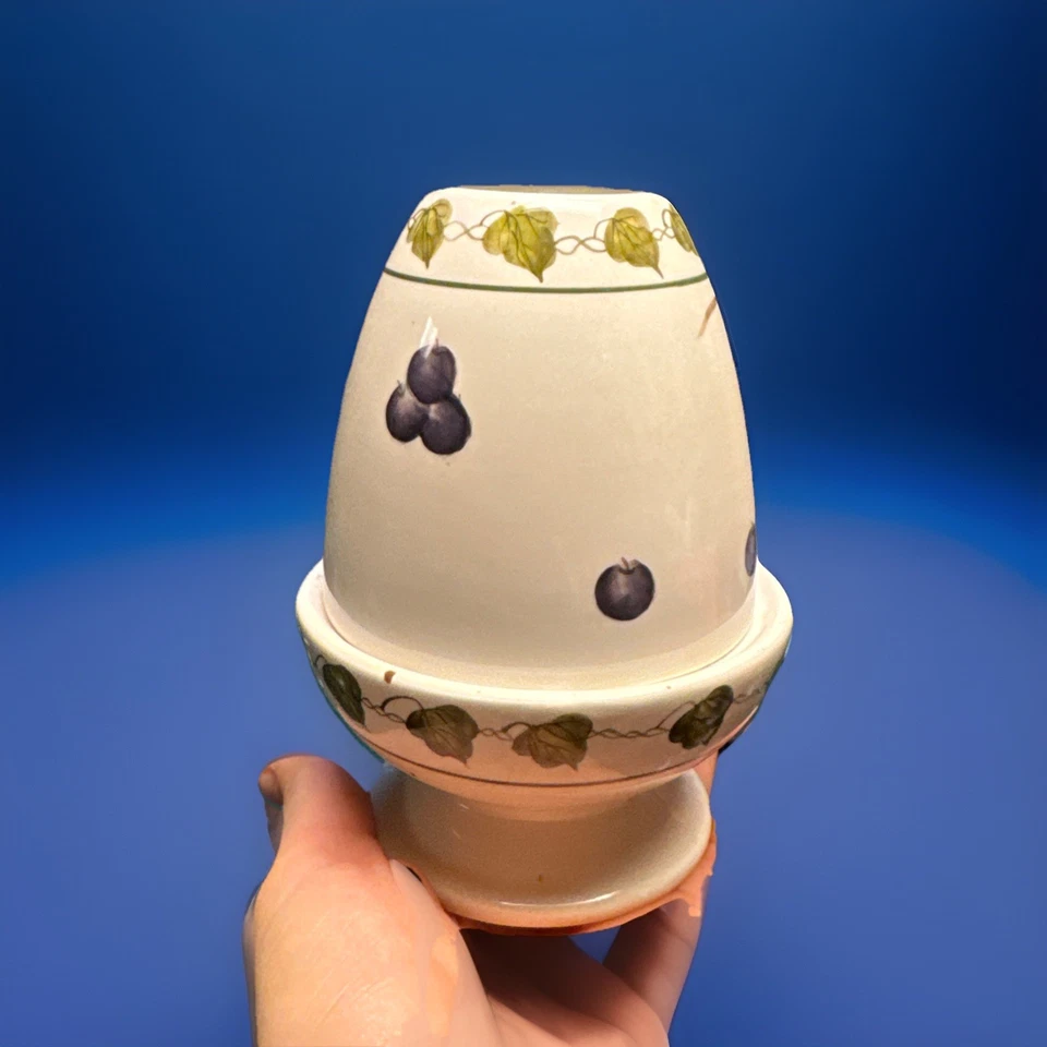 Vintage Ceramic Hand Painted Fairy Lamp Fruit & Ivy Cottage Farmhouse Decor 6” - Image 1 of 4