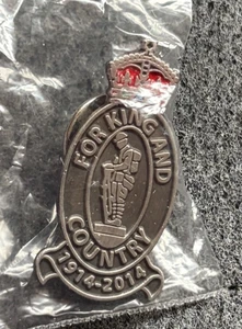 CENTENARY WW1 1914-2014 FOR KING & COUNTRY KINGS CROWN REMEMBRANCE PIN BADGE - Picture 1 of 3