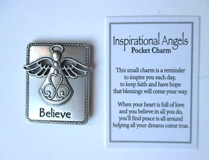i1 Believe Engel INSPIRATIONAL ANGELS Taschen Medaille Charm ganz inspirieren Glaube - Bild 1 von 3