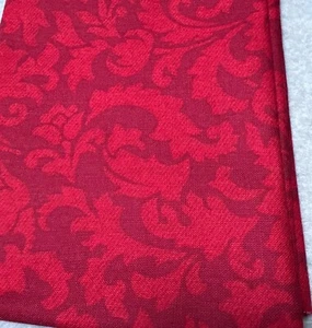 Red Cotton Fat Quarter Fabric 18x22" Damask Pattern For Quilting Crafts - Picture 1 of 4