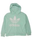 ADIDAS Girls Oversized Graphic Hoodie Jumper 11-12 Years Turquoise Cotton AP05