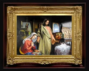 Print on Canvas of Oil Painting Arseni~ CHRISTMAS. Jesus 16" X 11,6" NO FRAME UK - Picture 1 of 13