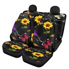 Pretty Sunflower Butterfly Design 4Pcs Car Accessories Comfort Material Washable