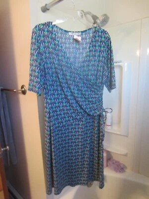 NWT women's short sleeved wrap dress Evan-Picone Size 12 multi-color - Image 1 of 4