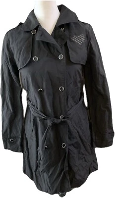Zara Black Rain Trench Coat Girls 11 12 Cute Heart Added, Missing Sleeve Button - Image 1 of 4