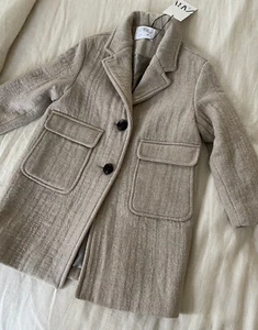 New zara kids Boy Girl Rustic wool blend beige long coat 7 years - Picture 1 of 9