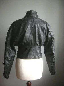 VINTAGE LEATHER JACKET 6 8 steampunk lost boys crop corset pirate dom new wave - Picture 1 of 12