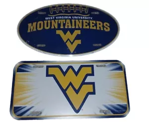 West Virginia Mountaineers Plastic License Plate WINCRAFT & METAL Sign NEW - Picture 1 of 1