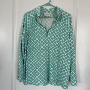 Pappagallo Womens Sz XL Quarter Zip Top, Long Sleeve, Tropical Turquoise - Picture 1 of 7