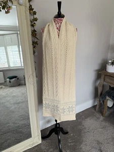 New Ralph Lauren 90’s Vintage Cashmere Wool Cable Aran Knit Snowflake Scarf - Picture 1 of 5