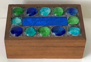 VINTAGE MCM GEORGES BRIARD STAINED GLASS MOSIAC Small BOX Mid Century Modern - Picture 1 of 5