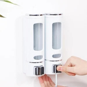 Soap Dispenser with Dual Heads Wall Mounted Bath Shampoo Shower Gel Dispenser - Picture 1 of 27