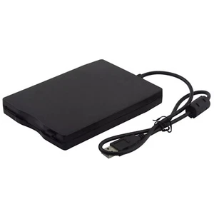 Black USB 2.0 External Floppy Disk Drive 3.5" 1.44MB For Mac Laptop Windows PC - Afbeelding 1 van 10