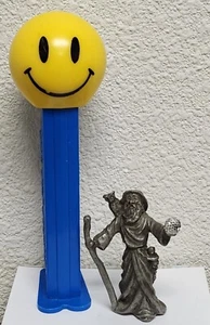 Pewter Wizard Figure with Crystal Ball and Owl 2" Tall - Picture 1 of 9