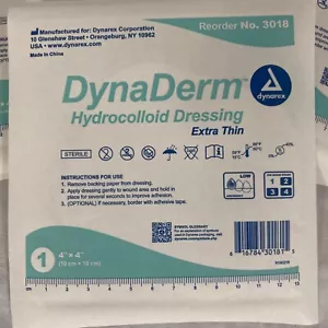Dynarex DynaDerm Hydrocolloid 4"x4" Dressing Sterile Extra Thin, - 1 dressing - Picture 1 of 5