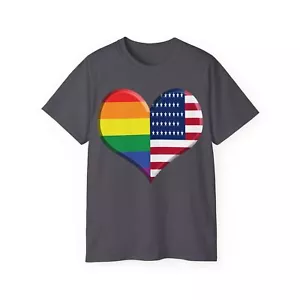 Camiseta Bandera Arco Iris Orgullo Algodón Bandera Americana Prenda para el torso LGBT Camiseta Novedad - Imagen 1 de 24
