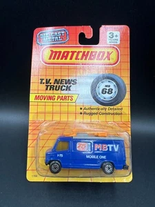Matchbox TV News Truck blau 1990 1-75 MB 68 tolle Karte! - Bild 1 von 3