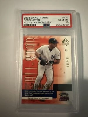 2004 SP Authentic Derek Jeter 172 All-Star Moments /499 Yankees HOF PSA 10 POP 8 - Image 1 of 4