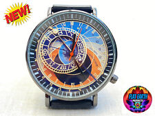 New Wristwatch Flat Earth Prague Astronomical Orloj Map Watch Black Czech Gift
