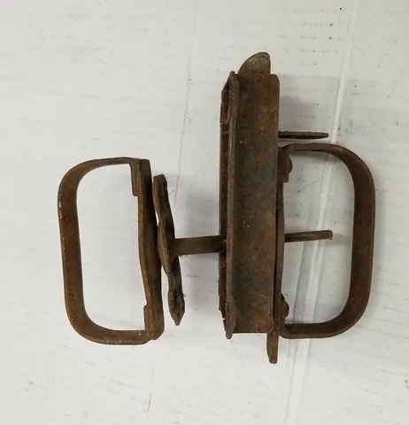 Antique, Complete Original Barn Door Latch Swinging Door, Shed Latch W/ D-Handle Cover