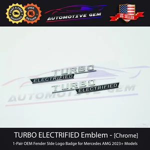 OEM TURBO ELECTRIFIED AMG Fender Emblem CHROME Badge Mercedes C43 GLC43 SL43 - Picture 1 of 1