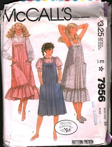 7956 Vintage McCalls SEWING Pattern Misses 1980s Jumper Sundress Laura Ashley 12 - Picture 1 of 2