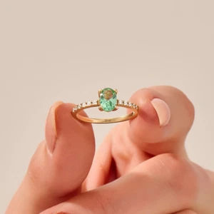 14k Gold Plated Tourmaline Jewellery, 925 Sterling Silver Ring, Wedding Ring - Picture 1 of 7