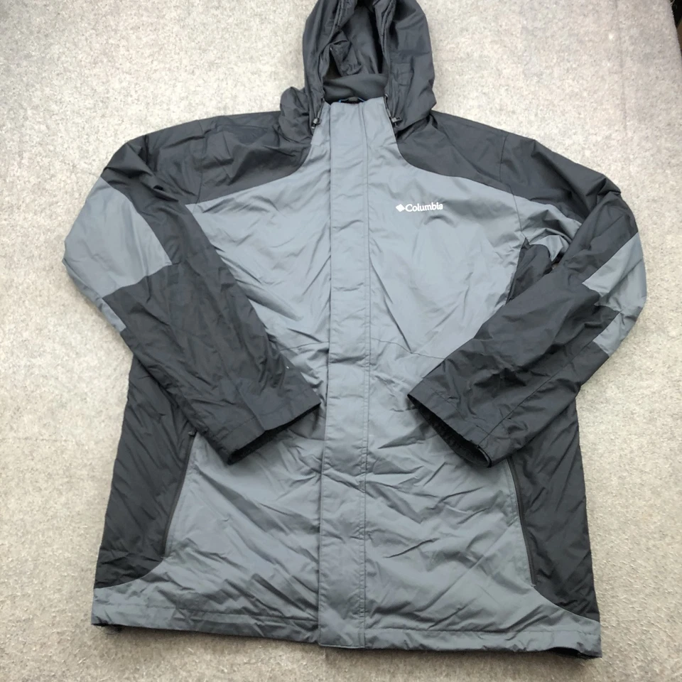 Chaqueta cortavientos Columbia para hombre grande alta gris negra intercambiable con capucha parka Foto 1 de 4