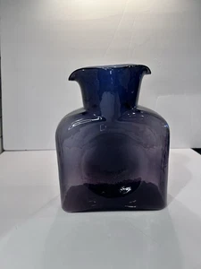 Vintage Purple Amethyst BLENKO Double Spout Heavy Glass Water Pitcher Carafe Jug - Picture 1 of 15
