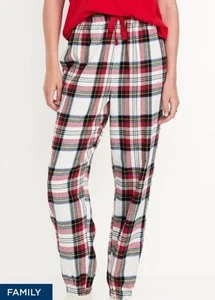 Old Navy Women’s XS White Plaid Tartan Flannel Jogger Pajama Pants NWT - Picture 1 of 6