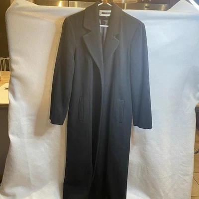 Abrigo largo de invierno Kristen Blake Studio Collection para dama talla 12 mezcla de lana negro Foto 1 de 4