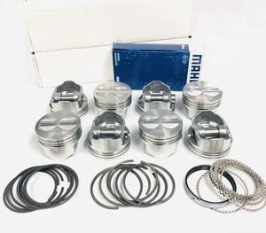 Set of 8 Cast Flat Top Pistons and Cast Rings combo compatible with 1967-85 C... - Picture 1 of 3