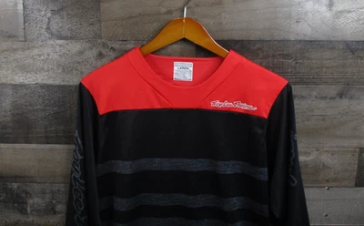 Troy Lee Designs Shirt Mens Large Black Red Long Sleeve BMX Jersey Pocket - Image 1 of 4