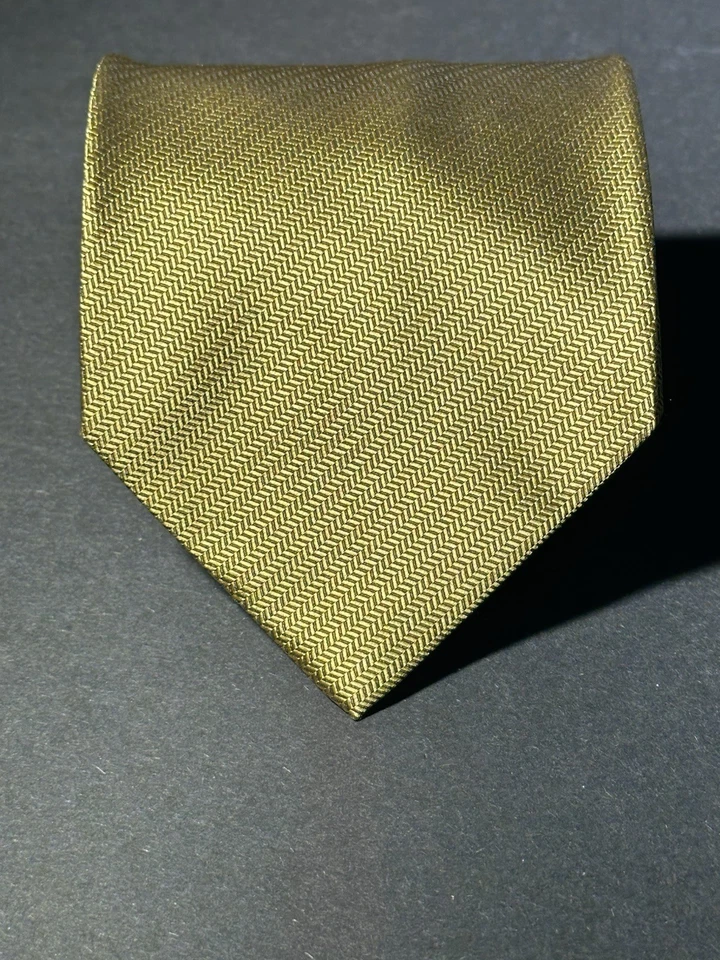 Винтажный Idea Seta Италии мужской золотой шелковый галстук подержанный  - Изображение 1 из 4