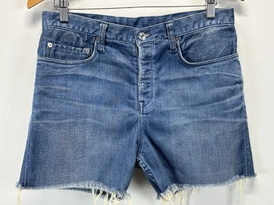 Pantalones Cortos de Jean Helmut Lang Corte Talla 26 (31x4.5) Mujer Botón Mosca Hebilla Trasera Denim Foto 1 de 4