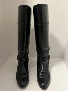 Botas de montar Vero Cuoio negras de cuero italiano genuino con hebilla de latón talla 7,0 - Imagen 1 de 5