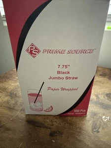 500 7.75" White Red Stripe Jumbo Straws Individually Paper Wrapped Prime Source - Picture 1 of 3