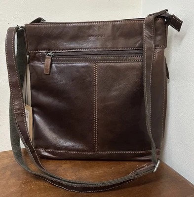 Bolso Bandolera JACK GEORGES Voyager #7312 Marrón Cuero Búfalo Unisex NUEVO $240 Foto 1 de 4