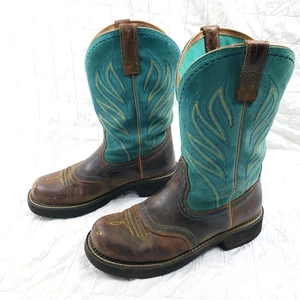 Ariat Boots 10014081 Fat Baby Probaby Flame Cowgirl Western Teal Women Size 10 B - Picture 1 of 13