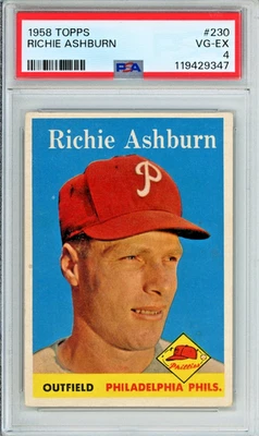 1958 Topps Richie Ashburn baseball card, Graded VG-EX 4, #230 in the set Phillie - Image 1 of 3