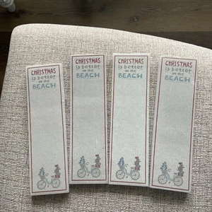 4 Primitives By Kathy Bicycle Beach Christmas List Notepad Sticky Note Magnet - Picture 1 of 5
