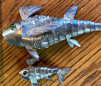 Lote de dos FIGURAS DE PECES DE PLATA DE LEY 925 VINTAGE - 7” y 3” red 52 gramos Foto 1 de 4