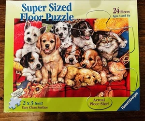 2010 Used Ravensburger Super Sized Floor Puzzle Puppies And Cat 24 Pieces - Picture 1 of 7