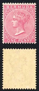 Bermuda SG24 1d Carmine-Rose Wmk CA U/M Cat 60++ Pfund - Bild 1 von 1