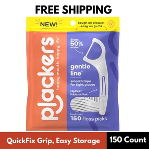 Plackers Gentle Line Floss Picks, Fresh Mint Flavor, Fold-Out FlipPick, QuickFix - Picture 1 of 4