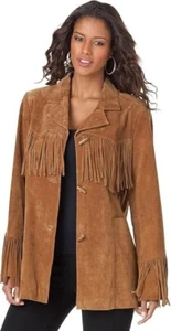 Women Fringe Leather Jacket, Brown Suede Leather Jacket, Ladies Suede jacket - Picture 1 of 3